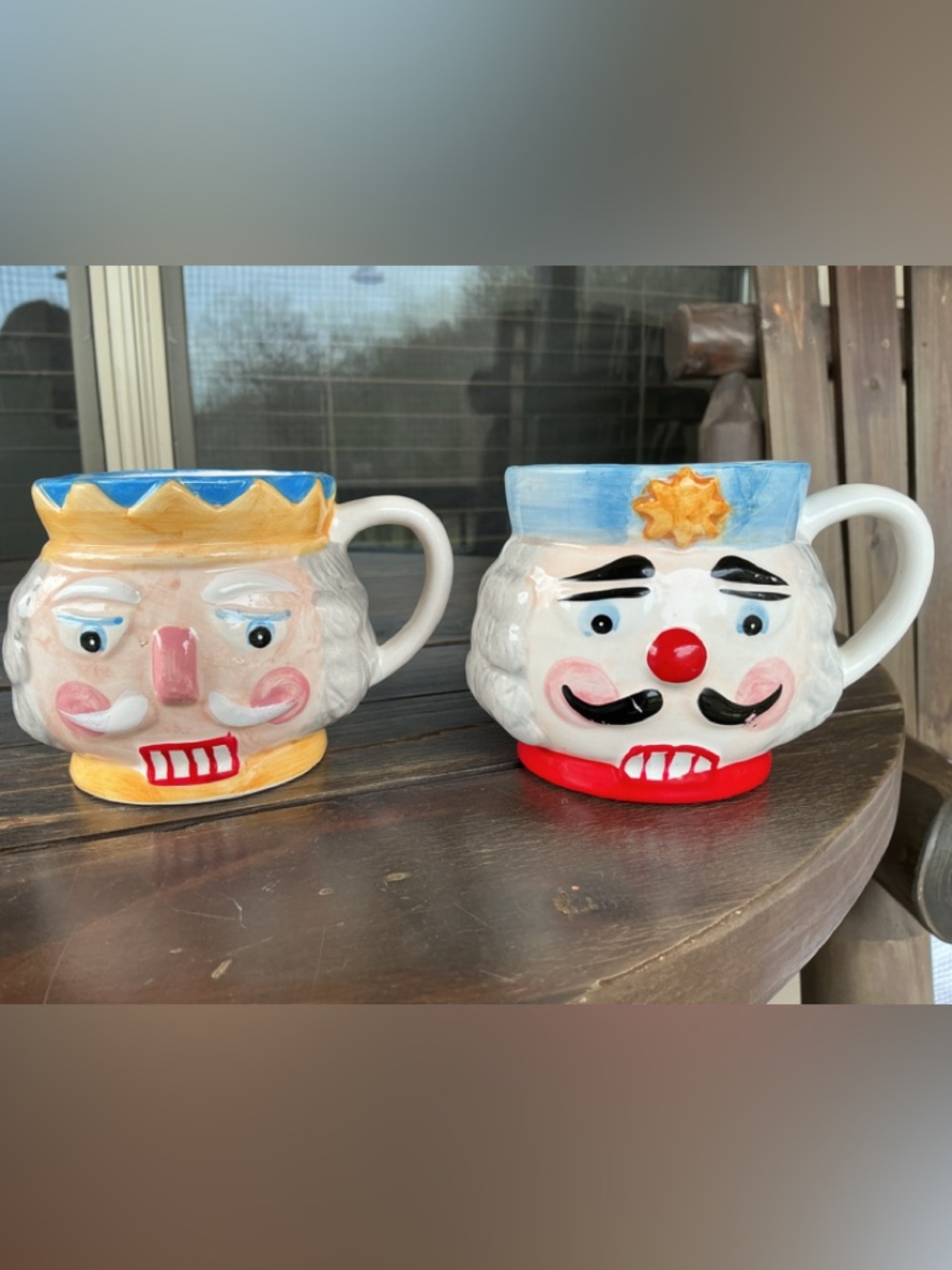 Vintage 80s Nutcracker Christmas Mug Set: Porcelain Taiwan